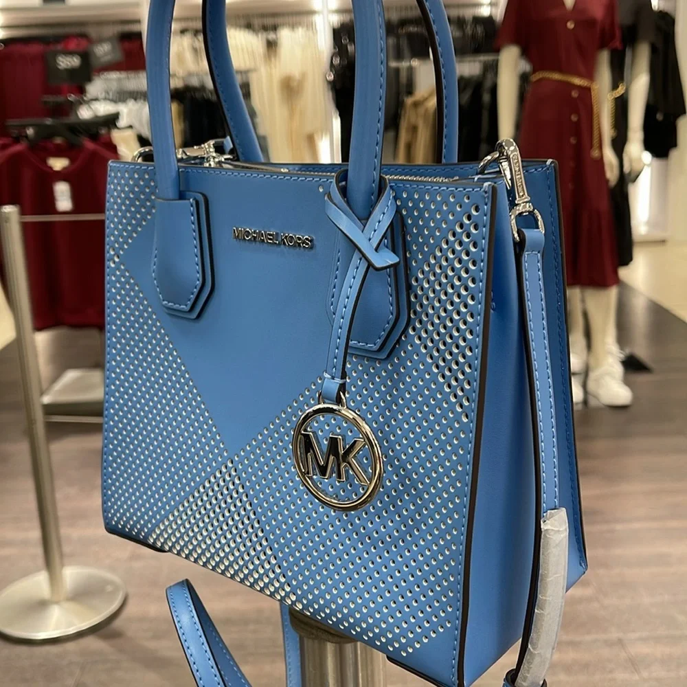 Michael Kors Perforated Leather Tote in Light Blue
